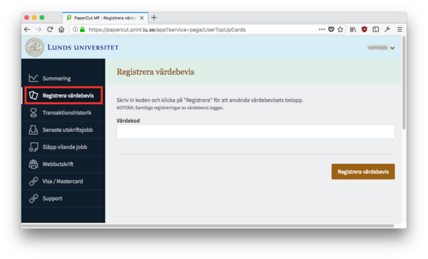 Register precard